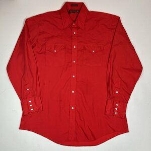 Sheplers Western Shirt Mens 16.5-34 Red Pearl Snap Button Up Long Sleeve Flaw